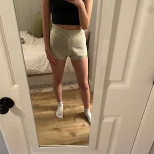 Green knit shorts